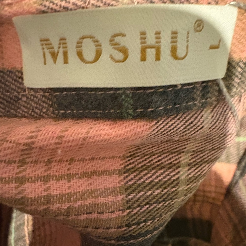 Plaid Button-Up Shirt in Pink and Green - Picture 4 of 5